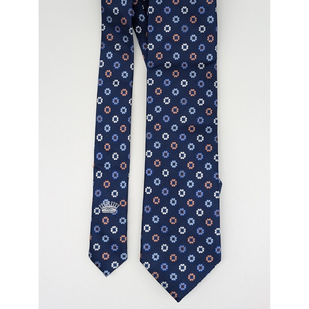 Countess Mara Men's Silk Necktie Tie Navy Blue‎ Multicolor Geometric 61"